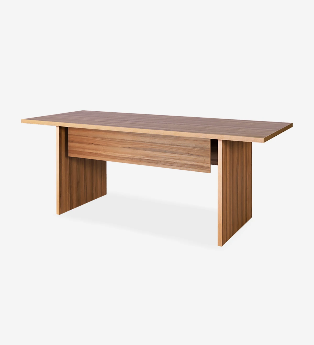 Mesa de reunião em nogueira com pernas em painel